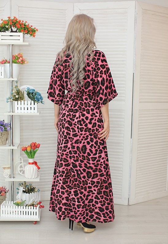 Платье "Лидия" (леопард красно-фиолетовый) оптом